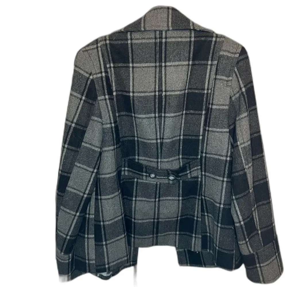 Old Navy Soft-Brushed Plaid Mid Length Peacoat Size L